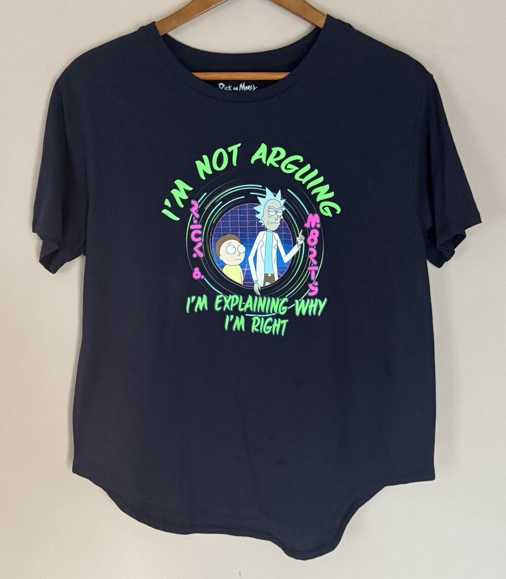 Women's Funny Rick and Morty Black Graphic T-Shirt XXL